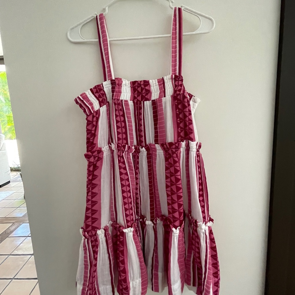 Fuchsia and white stripped linen dress